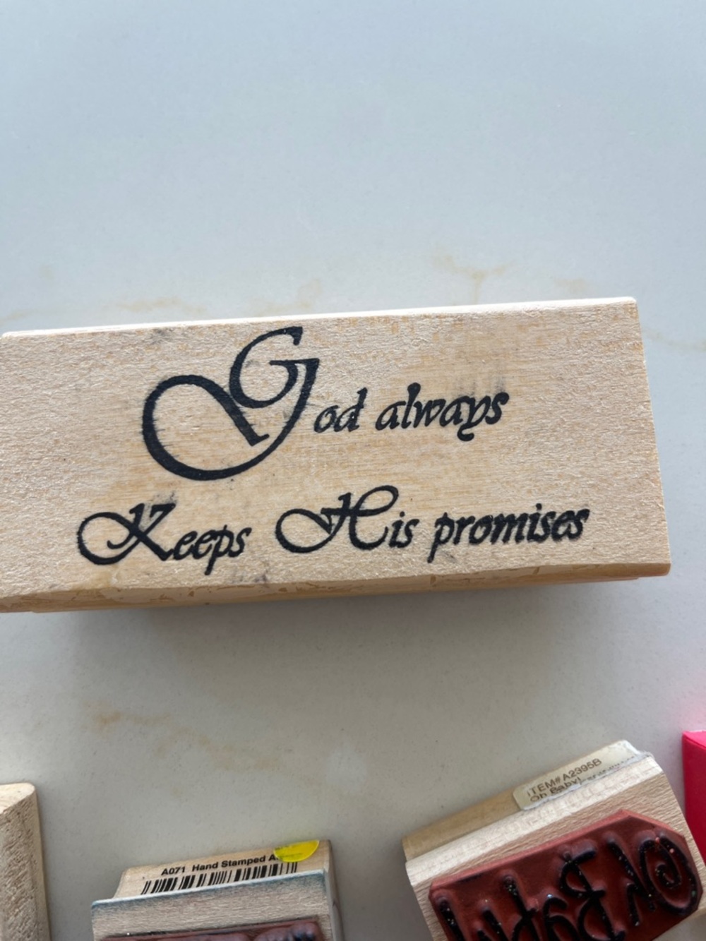 Wooden Rubber Stamp Lot - Mixed Designs and Sweet Sayings - Picture 5 of 8